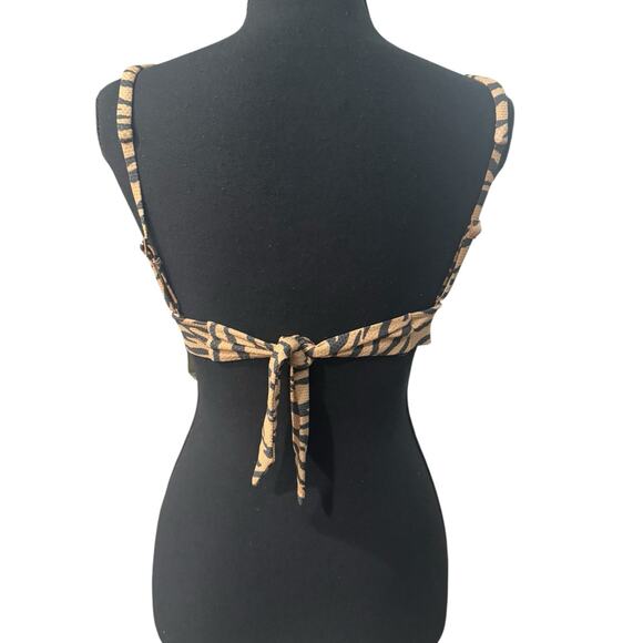 NWT! Aerie Pique Triangle Bikini Top Brown Black Animal Print - Size Medium - Picture 6 of 10